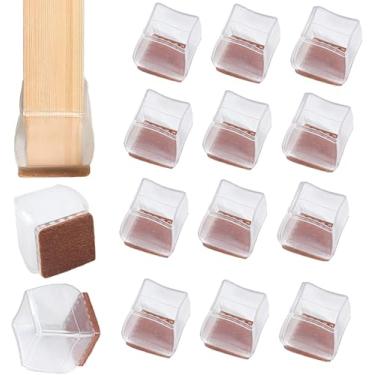 Imagem de 24 Pcs Protetores De Piso De Perna De Cadeira Capas De Perna De Cadeira De Silicone Para Proteger Pisos De Madeira De Arranhões Ruído Móveis Copos Tampas De Per, Transparent, Square L