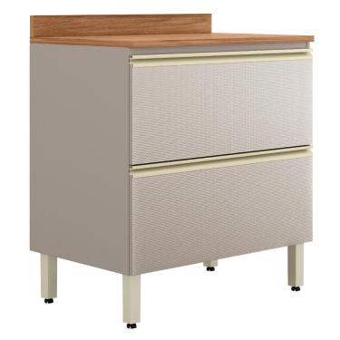 Imagem de Balcão De Cozinha Proença 80cm 1 Porta E 1 Gaveta Nogueira Touch-nude Prime Tx Com Tampo Mdf - Demartêz