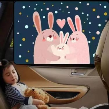 Imagem de Cortina Protetor Solar Blackout Janela Carro Bebê Infantil Magnética(COELHA)