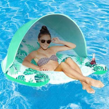 Imagem de Flutuador de piscina COOLCOOLDEE com dossel e porta-copos para adultos