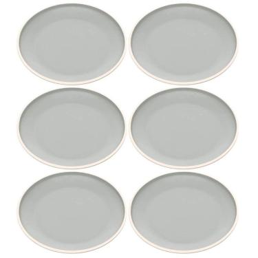 Imagem de Kit 6 Pratos De Sobremesa 21,5cm Melamina Class Cinza Wolff Cozinha Servir Entrada Peti...