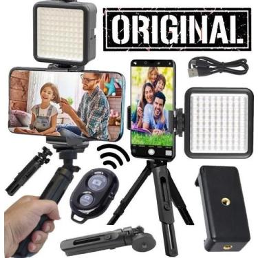 Imagem de Estabilizador Mão Suporte Celular Câmera + Luminária Luz Led - Leffa S