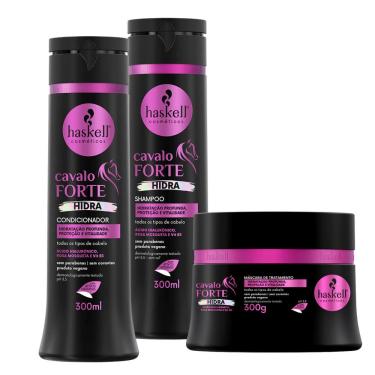 Imagem de Kit Haskell Cavalo Forte Hidra Trio 300ml Sh. Cond e Máscara
