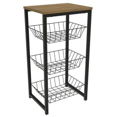 Imagem de Fruteira Organizadora LI035 40cm 3 cestos Kappesberg, Freijo / Preto F
