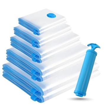 Imagem de Kit 10 Saco a Vácuo 40x60 60x80 + Bomba Manual Organização de Roupas Mala Viagem Guarda Roupas(3pcs（60 * 40）)