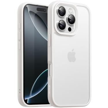 Imagem de JETech Capa Matte para iPhone 16 Pro 6,3 Polegadas, Case Proteção Contra Quedas de Nível Militar à Prova de Choque, Capinha Traseira Translúcida Fosca, Anti-Impressão Digital (Titânio Branco)