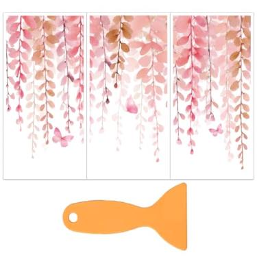 Imagem de OLYCRAFT Adesivos autoadesivos para transferência de móveis de videiras rosa de 15 x 30 cm, adesivos de transferência à prova d'água, borboleta, esfregar, para cômoda de vidro de porcelana de madeira