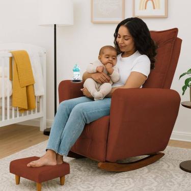 Imagem de Poltrona Cadeira de Amamentação Balanço e Puff Ternura TerraCota