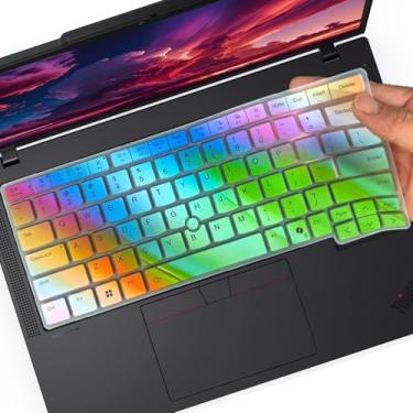 Imagem de Capa de teclado colorida para laptop Lenovo Thinkpad L14 P14s T14 T14s 2025 2024 Gen 6/Gen 5, Thinkpad E14 Gen 7 14 polegadas, ThinkPad 35.6 cm Laptop US Layout Silicone Keyboard Skin