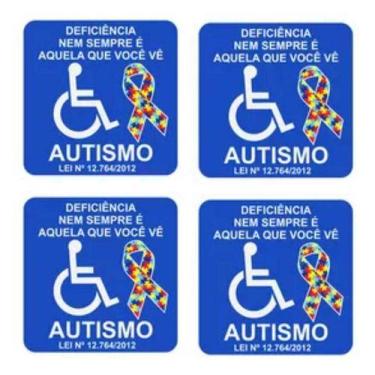 Imagem de 4 Adesivos Símbolo Autismo Vidro Do Carro 10x10 Cm Azul - no-brand