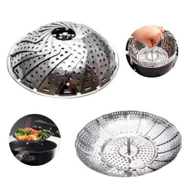 Imagem de Cesta de Inox 40cm Cozimento a Vapor Escorredor Ajustável - XPERT