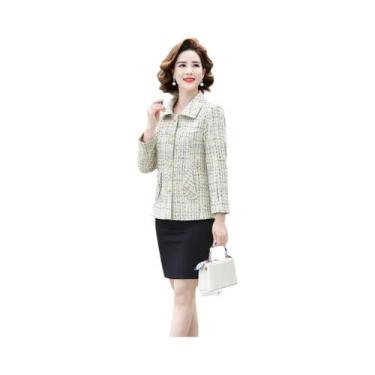 Imagem de Jaqueta De Tweed Feminina Moda Primavera Outono Casual Curta Com Estam