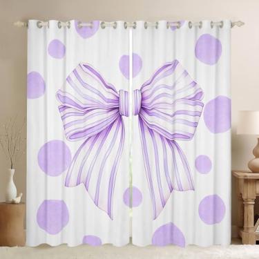 Imagem de Cortinas de janela de gravata borboleta, românticas lindas princesas, decoração de quarto de meninos e meninas, roxo 2 painéis, 106 cm L x 150 cm C