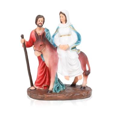 Imagem de Ovewios Conjunto de presépio para Natal em ambientes internos, presépio de resina de 19 cm para decoração interna de Natal da Sagrada Família para decoração de casa de férias de mesa