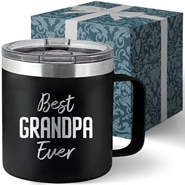 Imagem de Livinges Caneca do vovô Best Grandpa Ever - Presente para Papa Tumbler Grandpop - Presentes para Papa Abuelo Presente do Dia dos Pais - Canecas do Vovô dos Netos - Copo de aço inoxidável de 400 ml com
