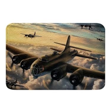 Imagem de Erosebridal Conjunto de tapete de banheiro de avião militar 50,8 x 81,3 cm, aviões do exército, tapete de banho para decoração de quarto de meninos, homens, crianças, aviação, avião, capacho