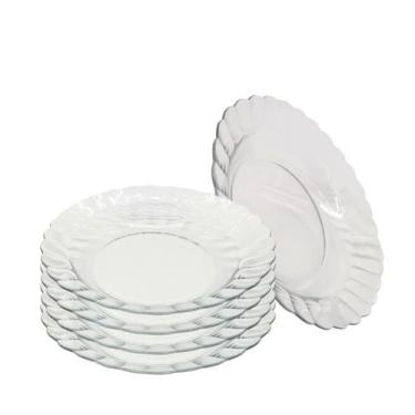 Imagem de Jogo 4 Pratos Fundos De Vidro Fundo 22 cm Almoço Jantar Mesa Transpare