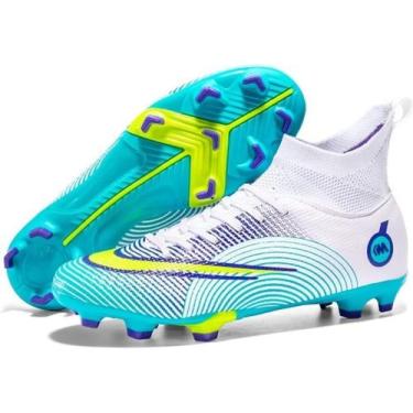Imagem de Tênis de futebol masculinos de futebol com pontas longas, couro e borr
