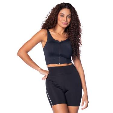Imagem de Top Feminino Estilo do Corpo com Zíper Preto, Preto, G
