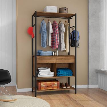 Imagem de Roupeiro Industrial Solteiro 2 Gavetas German 2 Nichos Preto/Demolição G79 - Gran Belo