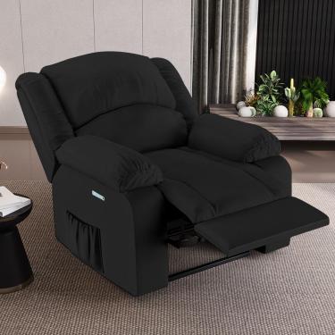 Imagem de Poltrona do Papai Reclinável Sala de Cinema Madrid Elétrica Touch USB PU Preto  G23