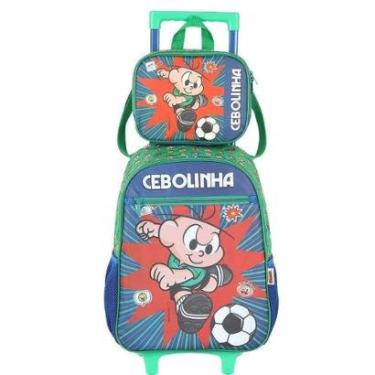 Imagem de Kit Mochila Lancheira Luxcel Turma da Mônica Cebolinha Verde-Masculino