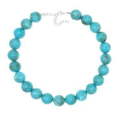 Imagem de CIOOU Colar gargantilha feminina com contas de pedra natural semipreciosa amazonita turquesa e pérola, Gema, Turquesa sintética