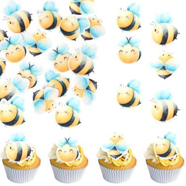 Imagem de 60 Pack Edible Bumble Bee Cake Topper Oh Babee Cupcake Picks Wafer Paper Bumble Cake Decorations for Boy or Girl Baby Shower Kids Birthday Party Supplies Style 2
