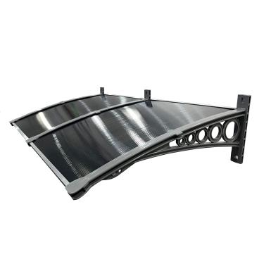 Imagem de Toldo Policarbonato 1,60x0,50m Cobertura para Portas e Janelas Imperial com Fita de Vedação Proteção Casa e Comércio com Filtros de Raios UV (FUME COM CINZA)