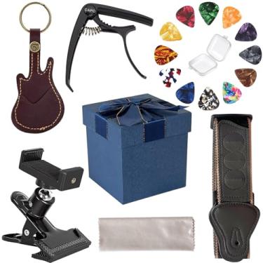 Imagem de ATYOUK Kit De Acessórios Para Guitarra, Capotraste, Correia, Palhetas, Bolsa Caixa Clipe Celular, Violão, Baixo, Violão Elétrico E Ukulele