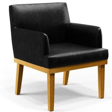 Imagem de Poltrona Beatriz material sintético Preto - LYAM DECOR