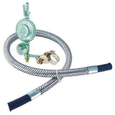 Imagem de Kit Gás 80 cm: Mangueira de Aço e Regulador Confiável - CGPECAS, 1