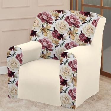 Imagem de Capa para Poltrona Coladinha Mista Floral Estampada Decoração Sala Qua