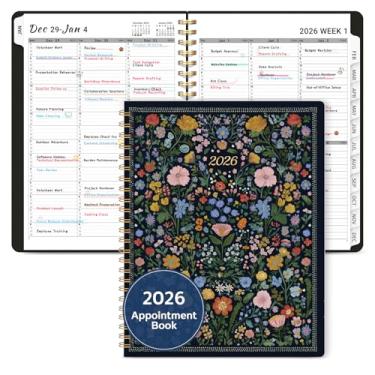 Imagem de Agenda de agendamentos 2026, agenda trimestral, semanal e mensal (janeiro de 2026 a dezembro de 2026), agenda de 21,5 x 28 cm com capa e abas flexíveis, perfeita para material escolar de escritório