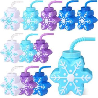 Imagem de Copos para lembrancinhas Sliner Snowflake Frozen 300 ml com canudos (1