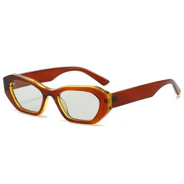 Imagem de Óculos de Sol Olho de Gato Feminino UV400 Masculino Punk Degradê para Esportes ao Ar Livre, Corrida e Ciclismo, Marrom e Cinza Claro