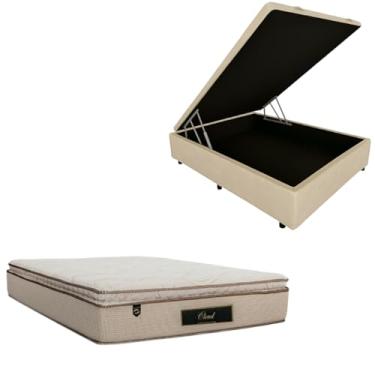 Imagem de Cama Box Baú Blindada com Colchão Cloud Molas Ensacadas C/Pillowtop 32cm (CORINO BEGE, Casal)
