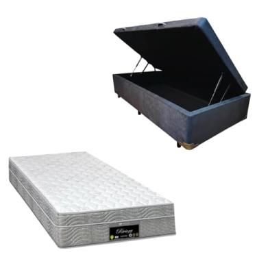 Imagem de Cama Box Baú Blindada com Colchão RivIera Molas Ensacadas 25cm de altura (SUEDE CINZA, Solteiro)