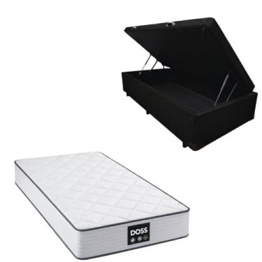Imagem de Cama Box Baú Blindada com Colchão Doss Molas Ensacadas 30cm (SUEDE PRETO, Solteiro)