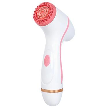 Imagem de Escova de limpeza facial recarregável de silicone rosa para purificação de poros, escova facial elétrica, à prova d'água Ipx7, configurações de velocidade dupla, inclui alça ergonômica, 21 x 19 cm