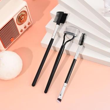 Imagem de Conjunto de 3 peças de pincel de sobrancelha, separador de cílios, pente de sobrancelha e spoolie profissional para maquiagem de olhos