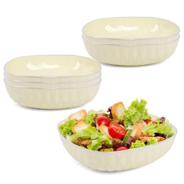 Imagem de Wuqoioo Tigelas de plástico para servir, pacote com 6 tigelas de festa de 2041 g, tigela grande de plástico para salada, lanche de festa, pipoca, batata frita, buffet, doces, frutas, transparente