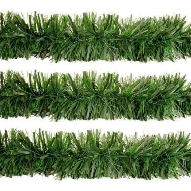 Imagem de Jogo 3 Festão de Natal Verde Fosco Premium Multi-Fitas 5m x 12cm Decoração Natalina