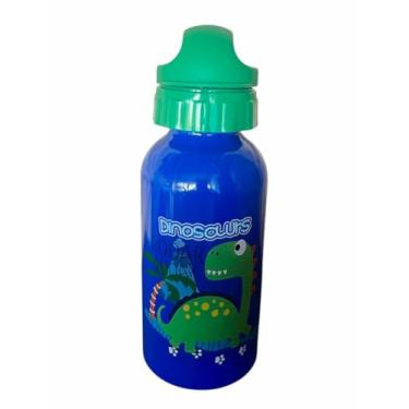 Imagem de Garrafinha Infantil Garrafa Escolar De Alumínio criança agua Antivazamento Ideal Para Creche/Escola Menino (Azul-Dino)