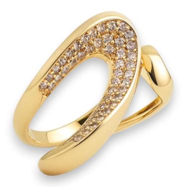 Imagem de Brisa Anel Regulável Feminino com Cristais, Banhado a Ouro, Design Elegante