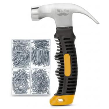 Imagem de Mr. Pen - Kit sortido de unhas e martelo pequeno de 227 g, 600 peças de pregos pequenos, pregos para pendurar fotos, pregos para parede, pregos para pendurar fotos, conjunto de martelo e pregos