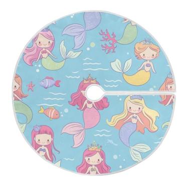 Imagem de ATTX Linda saia de árvore de Natal de sereia 129 cm, decoração festiva para festas de Natal e Ano Novo #554