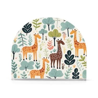 Imagem de Wassud Padrão de selva com girafas suporte de guardanapo acrílico, dispensador de guardanapo de papel moderno em forma de U para mesa, cozinha, sala de jantar, bancada 1 peça (comporta 50-60