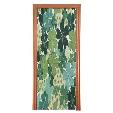 Imagem de Wassud Capa para porta, decoração de trevo grande, 96 x 98 polegadas, faixa elástica para porta interna para varanda e porta da frente