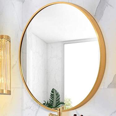 Imagem de Espelho de parede para banheiro, espelho de parede espelhos de banheiro espelho de maquiagem espelho de parede redondo espelho decorativo moldura de alumínio espelho decorativo grande para quarto sala